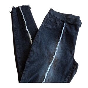 ZEZA B Jeans, Black, Fringe, Skinny, High-Waisted, Stretchy, Pull-on. XL